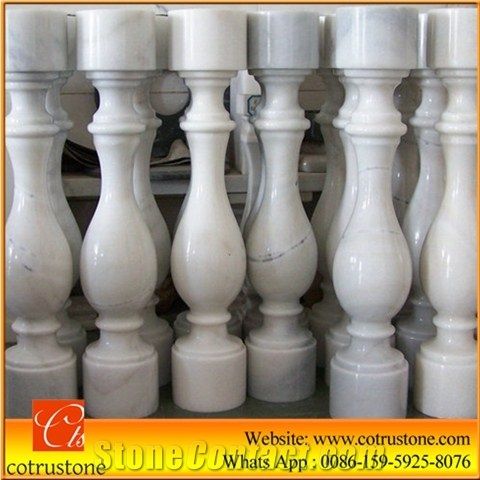 Hot Sale White Marble Baluster, Guangxi White Stair Handrail,China Popular Cheap Guangxi White Marble with Yellow Lines/Veins Stair Handrail,Guangxi White Marble Staircase Handrail