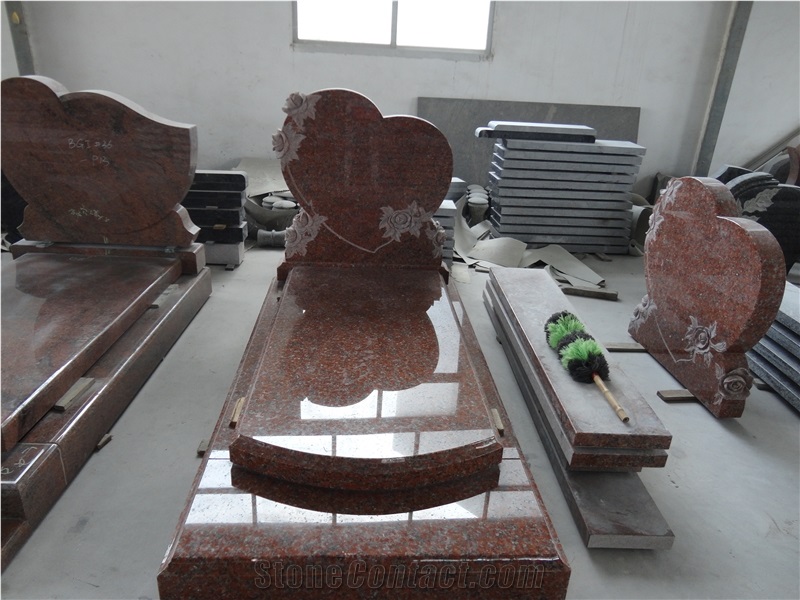 Indian Red Granite Heart Tombstone,Indian Red Heart Tombstone Black Heart Tombstone/Headstone