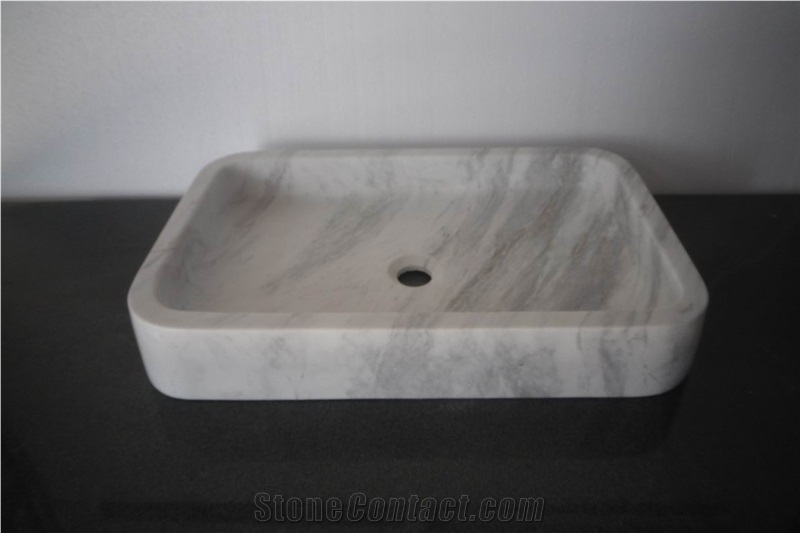 Italian Carrara Marble Bathroom Basin, White Marble Sinks & Basins, Carrara​ Vessel Sink & Carrara White Marble Stone Basin, Carrara White Marble Bathroom Sink Basin, Carrara Wash Basin Price