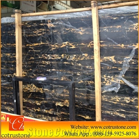 Nero Portoro Marble Slabs & Tiles, Italy Black Marble Polished Flooring Tiles, Walling Tiles