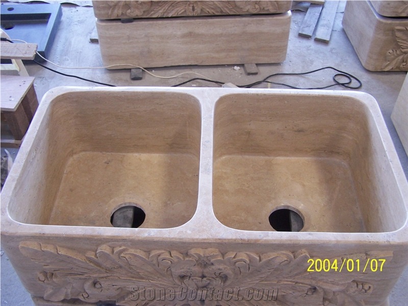 Sunny Beige Marble Square Kitchen Sink, Sunny Marble Sinks & Basins,Sunny Beige Marble Antique Square ( Rectangular ) Sink, Cream Marfil Cheap Marble