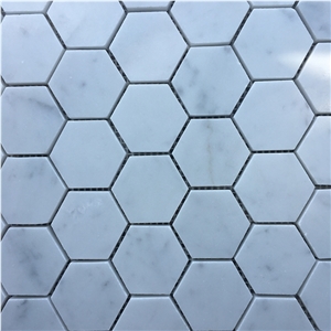 Bianco Carrara White Marble Hexagon Mosaic for Feature Wall Tile