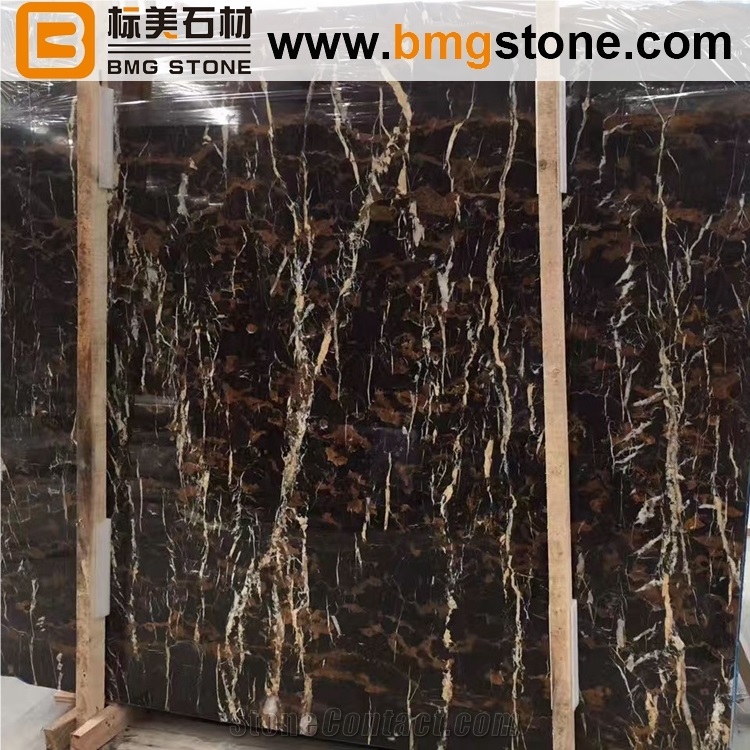 Black and Gold Marble for Counter Top, Slab, Tiles