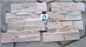 Pink Quartzite 18x35cm Stacked Stone,Pink Stone Cladding,S Cut Culture Stone,Quartzite Stone Wall Panels,Pink Quartzite Ledgestone,Pink Thin Stone Veneer,S Clad Wall Stone,Landscaping Ledger Panels