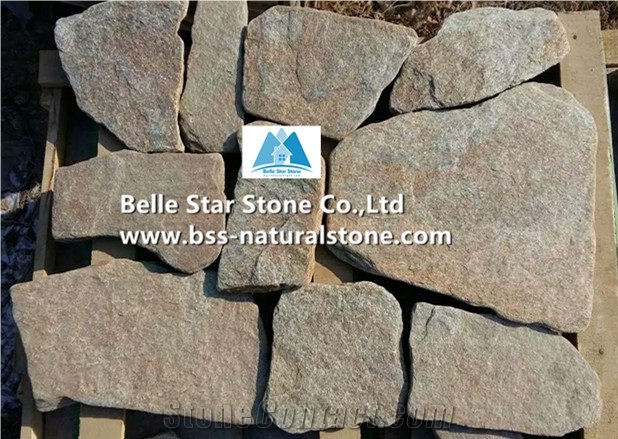 Rustic Quartzite Tumbled Random Flagstone,Rustic Quartzite Crazy Stone,Quartzite Irregular Flagstones,Quartzite Flagstone Wall,Natural Quartzite Flagstone Courtyard,Quartzite Walkway Pavers