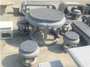 Grey Granite Stone Table Sets, Garden Tables, Park Benches, Outdoor Chairs