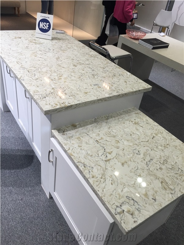 Bianco Drift Quartz Stone Kitchen Countertop Engineered Stone Worktops for Multifamily/Hospitality Projects