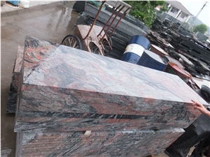 Multicolor Red Fantasy Red Granite Polished Flooring Tiles Steps Stairs