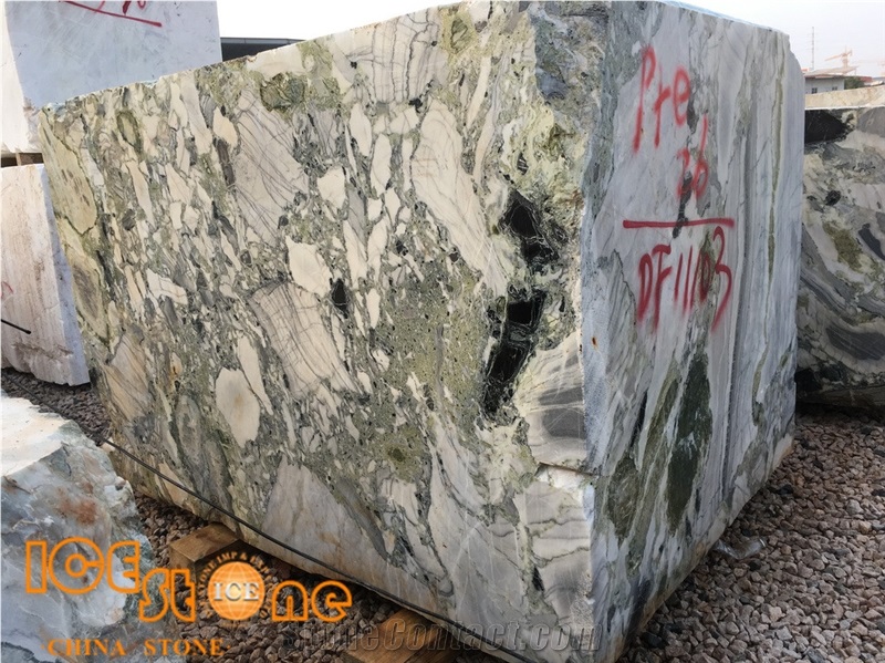 China Ice Connect Marble&Slabs/White Beauty/Chinese Green /Ice Green/White and Green/Cold Jade Marble Pattern/Interior Wall and Floor Applications