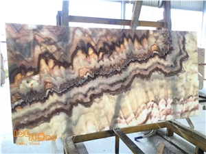Chinese Colorful Onyx Slabs/Nice Transparent Backlit Natural Stone Tiles/High Quality Onyx/Tv Background/ Wall&Floor Covering