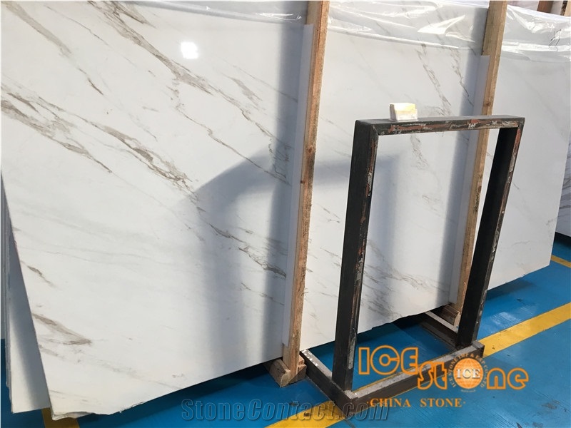 Chinese Gold Calacatta White and Golden Marble Slabs and Tiles China Stone Wall Covering Floor a Grade Natural Stone Nice Decorated Stone Floor