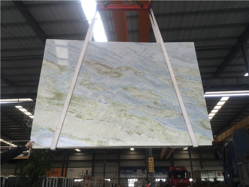 Moon River Blue Green Marble Slabs Tiles Light Blue Marble Tiles for Wall Covering