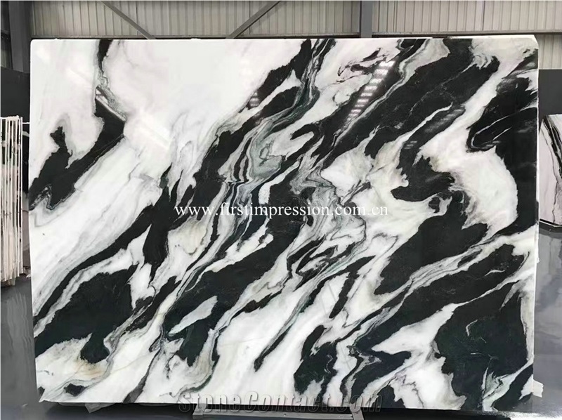 China Panda White Marble with Black Grain Big Marble/White Marble Slabs and Covering Tiles/Panda White Wall Paving Stone/Polished Top Quality Marble/New Marble Products Pattern Design Interior Tiles