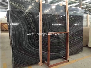 Hot Sale Ancient Wood Grain Marble/Silver Wave Slabs & Tiles/Black Wooden Marble/Black Wood Marble/Antique Black Marble/Ancient Wood Grain Marble/Black Forest Book Match Slab