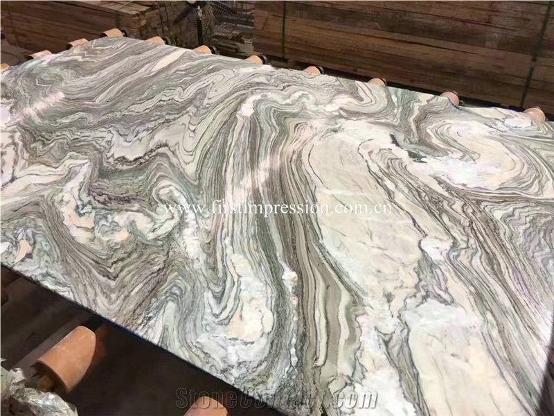 New Polished Green Marble/Multicolor Green Marble Tiles & Slabs/China Sea Wave/Colorful Green Marble/Wave Green/Sewweed Green/Verde Nuvolato/Wave Multicolor Green Marble Big Slabs