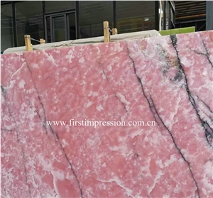 New Polished Pink Onyx Slabs and Tiles/Wall Cladding for Vanity Top/Bathroom Top/A Grade and High Polished Degree/Own Factory/Natural Stone for Hotel Use Bright Natural Stone/Big Slab Onyx