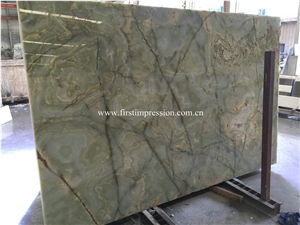 New Polished Popular Luxury Green Onyx/New Polished Green Onyx Tiles & Slabs/Natural Building Stone Onyx with Litter Brown Veins/Feature Wall/Clading/Hotel Bathroom/Living Room Project Decoration