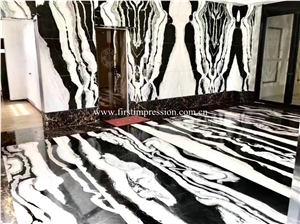 Panda White Marble with Black Grain Big Marble/White Marble Slabs and Covering Tiles/Panda White Wall Paving Stone/Polished Top Quality Marble/New Marble Products Pattern Design Interior Tiles