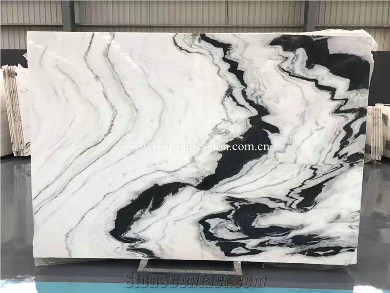 Panda White Marble with Black Grain Big Marble/White Marble Slabs and Covering Tiles/Panda White Wall Paving Stone/Polished Top Quality Marble/New Marble Products Pattern Design Interior Tiles