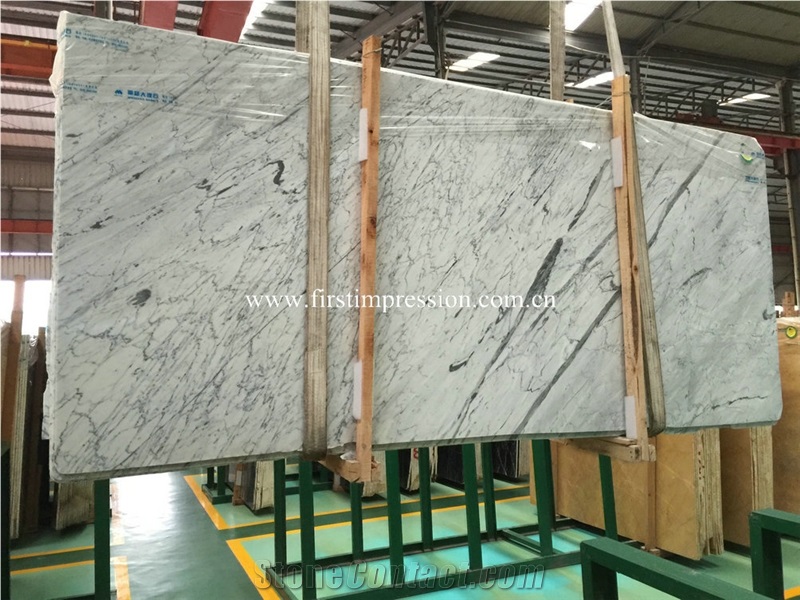 Small Vein Statuario White Marble Slabs/Italy White Marble Slabs/ Italy Statuario Venato/Statuario White Marble for Countertops/Wall Tiles/Flooring Tiles/Bathroom Tiles/Book Matched Slab