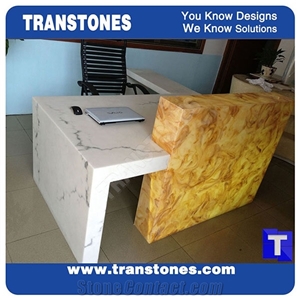 Hot Sale Computer Table with Alabaster Stone Panel