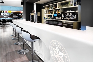 Modern Design Pure White Acrylic Solid Surface Marble Kitchen Bar Top,Work Top,Bench Top For Club Reception