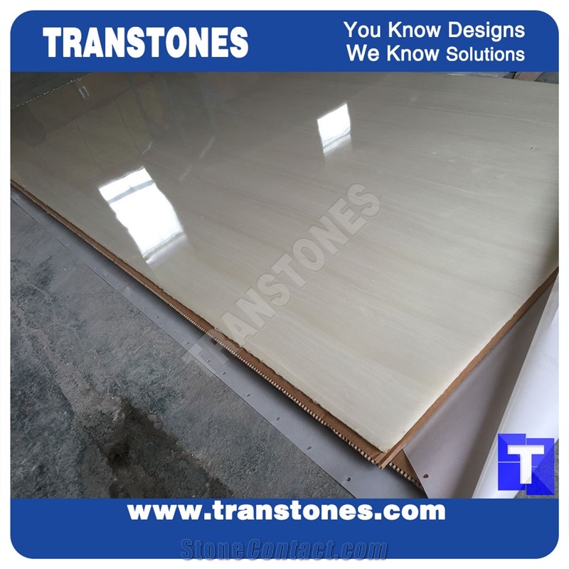 Solid Surface Bianco Perlino Artificial Marble Stones Slabs Tile Polished for Walling,Flooring,Kitchen Bathroom Design Glass Stone Material