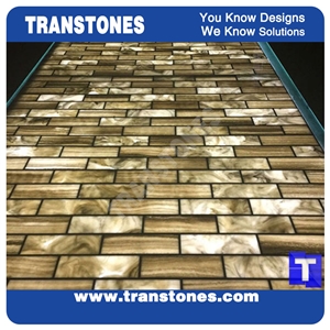 Solid Surface Grey Wooden Marble Mix Imperial Wooden Vein Onyx Cultured Stone for Wall Panel,Walling Flooring Brick