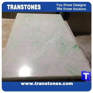 Solid Surface River Jade Green Artificial Marble Stone Slab Tiles for Wall Panel Translucent Baklit Stones for Interior Decoration