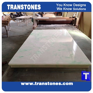 Solid Surface River Jade Green Artificial Marble Stone Slab Tiles for Wall Panel Translucent Baklit Stones for Interior Decoration