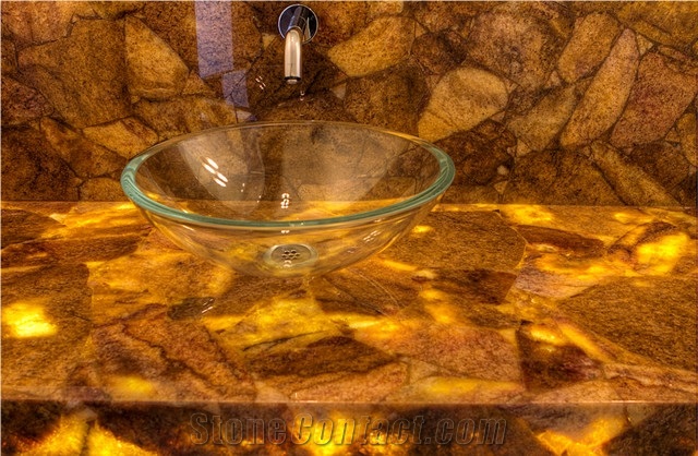 Solid Surface Translucent Onyx Mosaic Panel Reception Table Cladding,Bevel Tabletop Hotel Furniture