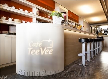 Solid Surface White Artificial Marble Stones Cafe Table,Custom Reception Of Store,Acrylic Furniture Manufacturer