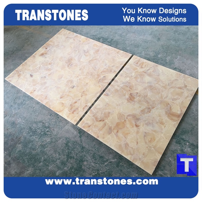 Translucent Honed Solid Surface Nembro Giallo Artificial Marble Slab Tiles for Wall Ceiling Panel,Feature Interior Wall,Floor Covering Pattern,Hotel Reception Table Desk Design, Manufacture