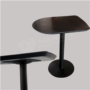 Commercial Man Made Stone Black Curved Home Cafe Dining Room Table