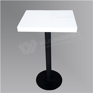 Industrial Square Shaped White Acrylic Small Size Home Fast Food Dining Table