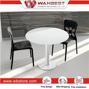 Industrial Square Shaped White Acrylic Small Size Home Fast Food Dining Table