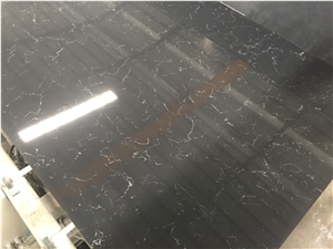 Artificial Quartz Stone Bs3003 Black Ice Quartz Stone Solid Surfaces Polished Slabs & Tiles Engineered Stone for Hotel Kitchen Bathroom Counter Top