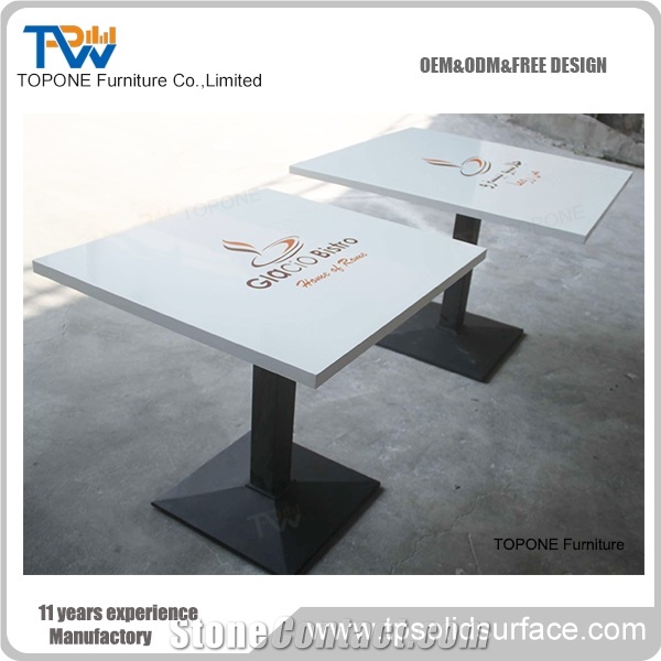 Artificial Marble Stone Four Seats Hot Port Restaurant Table Tops, Interior Stone Acrylic Solid Surface Hot Pot Table Tops for Restaurant, Inteior Stone Restaurant Table Made by Chinese Factory