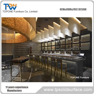 Artificial Marble Stone Restaurant Bar Counter Table Tops Design, Interior Stone Acrylic Solid Surface Restaurant Bar Table Counter Tops Design, Interior Stone Restaurant Furniture for Sale