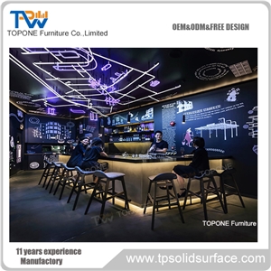 Artificial Marble Stone Restaurant Bar Counter Tops Led Lighted, Interior Stone Acrylic Solid Surface Led Lighted Restaurant Bar Counter Tops Design, Interior Stone Led Restaurant Furniture