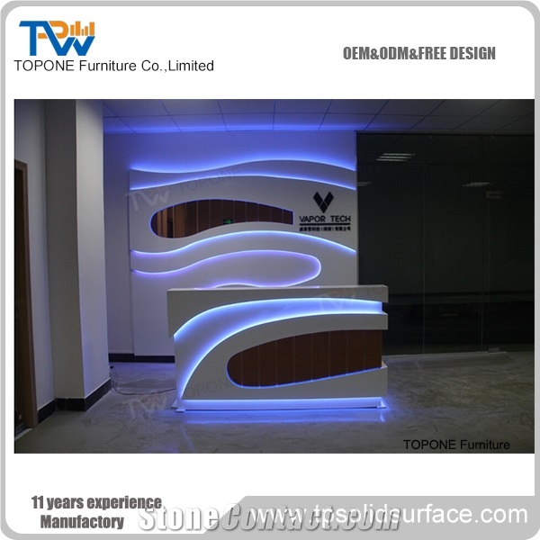 Artificial Marble Stone Used Reception Desk Tops, Interior Stone Acrylic Solid Surface Modern Salon Reception Desk Tops Design, Interior Stone Salon Desk Tops Design for Sale