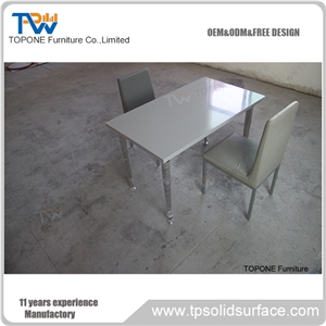 Four Seats Square Artificial Marble Stone Dining Table Tops and Chairs Design, Interior Stone Acrylic Solid Surface Four Seats Restaurant Table Tops Design and Chairs, Interior Stone Furniture
