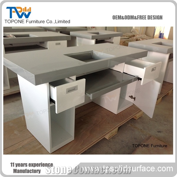 Modern Design Artificial Marble Stone Latest Office Table Tops Designs Interior Stone Acrylic Solid Surface Office Counter Tops Design, Interior Stone Office Furniture for Sale