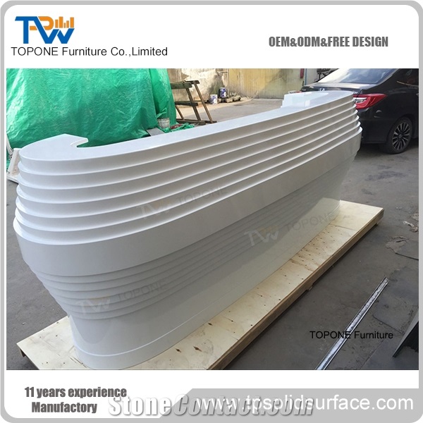 Modern Design White and Blue Color Artificial Marble Stone Bank Front Table Tops Design, Interior Stone Acrylic Solid Surface Modern Design Cheap Price Bank Reception Desk Design, Interior Stone Table