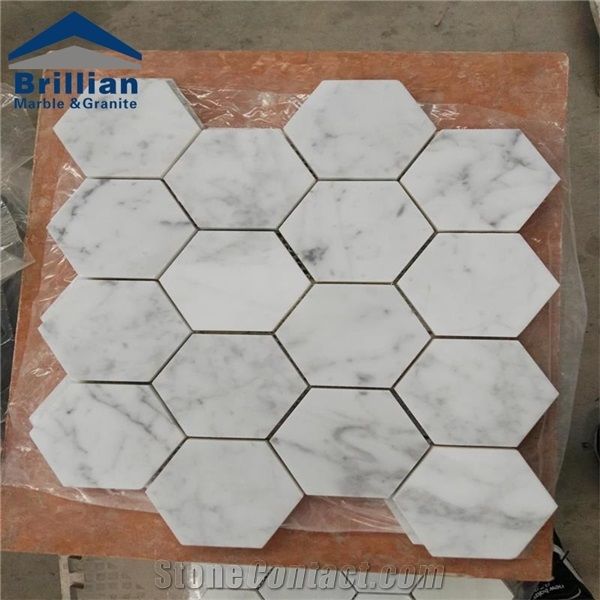 White Marble Mosaic Bathroom Tiles, How To Design A Mosaic Tile Pattern