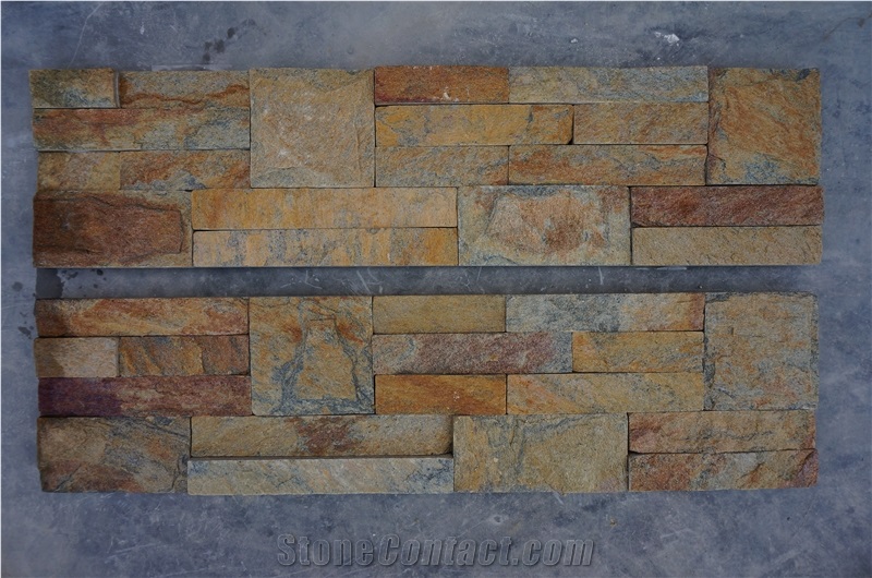 B Type Rusty Quartzite (Gc-105 Straight Side-5 Row) Culture Stone/Stone Veneer/Wall Stone/ Natural Quartzite