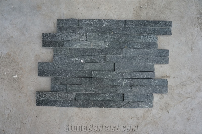 China Black Quartzite (Gc-101t-Z/S Shape) /Thin Stone/ Culture Stone/Stone Veneer/Wall Stone/ Natural Slate