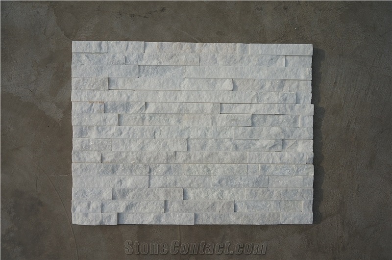 Pure White Quartz (Gc-103) / 5 Rows/Culture Stone/Stone Veneer/Wall Stone/ Natural Slate