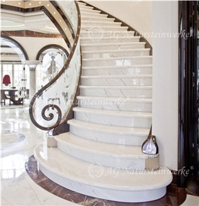 Bianco Venatino Marble Staircase