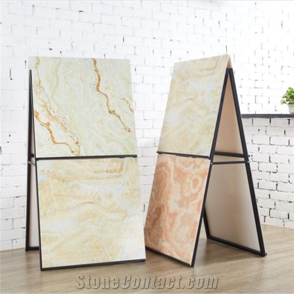 Sandstone Display Stand Racks Ceramic Tile Shelf Crema-Marfil Stands White-Onyx Tile Displays Sandstone Displays